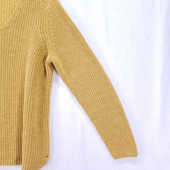 Coldwater Creek Mustard Yellow Knit Relaxed V Neck Fall Sweater Size L - Picture 9 of 13